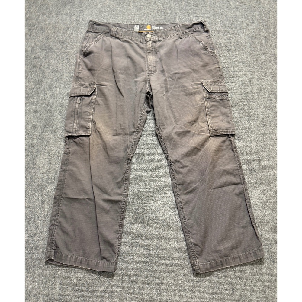 Carhartt Force Cargo Pants Men's 42x30 Relaxed Fit Light Wash Workwear Gray